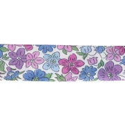 Cinta al bies de tela Liberty - Orgánica - Blanca - Violeta - Azul x 1 m