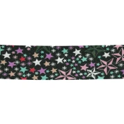 Cinta al bies de tela Liberty - Adelajda - Negro - Multicolor x 1 m