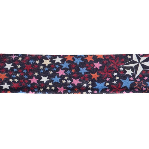 Cinta al bies de tela Liberty - Adelajda - Azul noche - Multicolor x 1 m