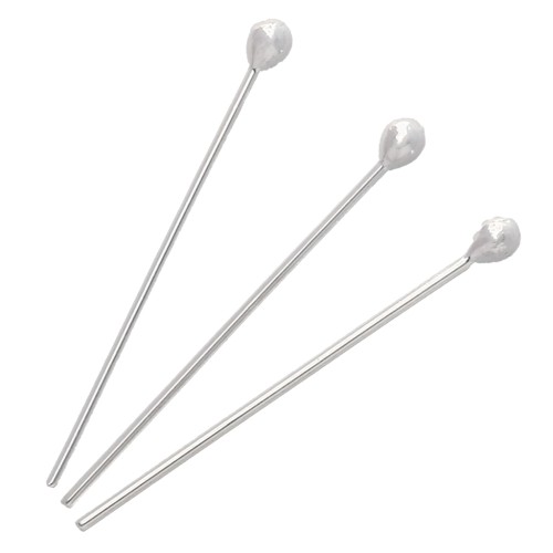 Clavos de cabeza redonda 30 x 0,8 mm - cabeza del clavo 2,5 mm - Plata 925 x 5