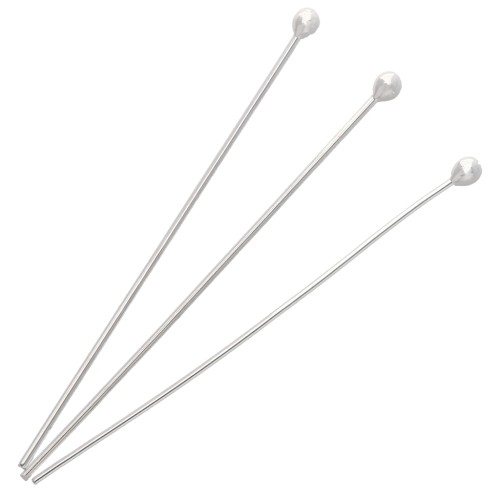 Clavos de cabeza redonda 50 x 0,8 mm — cabeza del clavo de 2,5 mm — Plata 925 x 5