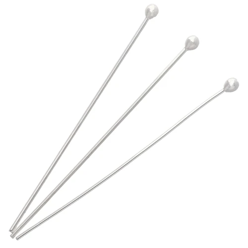 Clavos de cabeza redonda 50 x 0,8 mm - cabeza del clavo de 2,5 mm - Plata 925 x5