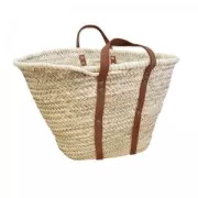 Cesta de palmera natural y sus asas de cuero 36x57 cm Natural x1