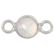 Entrepieza redonda de 4,5 mm con piedra preciosa - Plata 925 - Ópalo