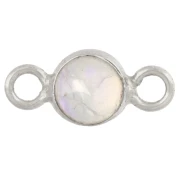 Entrepieza redonda de 4,5 mm con piedra preciosa - Plata 925 - Ópalo