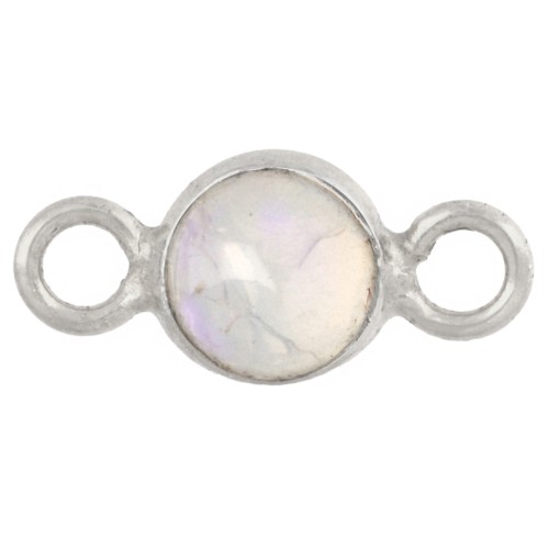 Entrepieza redonda de 4,5 mm con piedra preciosa - Plata 925 - Ópalo