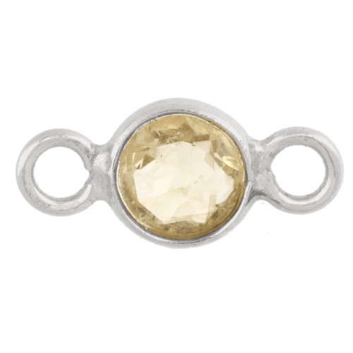Entrepieza redonda facetada de 4,5 mm con piedra preciosa - Plata 925 - Citrino x1