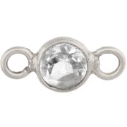 Entrepieza redonda facetada de 4,5 mm con piedra preciosa - Plata 925 - Cristal de roca