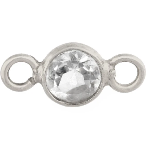 Entrepieza redonda facetada de 4,5 mm con piedra preciosa - Plata 925 - Cristal de roca