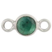 Entrepieza redonda facetada de 4,5 mm con piedra preciosa - Plata 925 - imitación de esmeralda