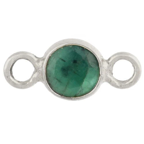 Entrepieza redonda facetada de 4,5 mm con piedra preciosa - Plata 925 - imitación de esmeralda