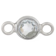 Entrepieza redonda facetada de 4,5 mm, imitación de gema - Plata 925 - Topacio azul hidráulico