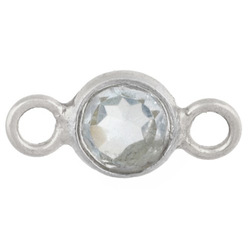 Entrepieza redonda facetada de 4,5 mm, imitación de gema - Plata 925 - Topacio azul hidráulico