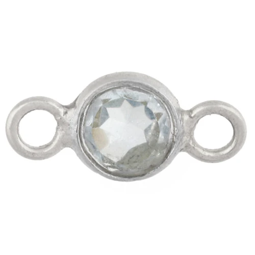 Entrepieza redonda facetada de 4,5 mm, imitación de gema - Plata 925 - Topacio azul hidráulico