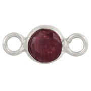 Entrepieza redonda facetada de 4,5 mm con piedra preciosa - Plata 925 - imitación de rubí x1