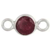 Entrepieza redonda facetada de 4,5 mm con piedra preciosa - Plata 925 - imitación de rubí x1