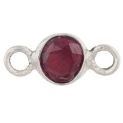 Entrepieza redonda facetada de 4,5 mm con piedra preciosa - Plata 925 - Granate x1