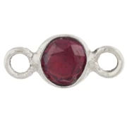 Entrepieza redonda facetada de 4,5 mm con piedra preciosa - Plata 925 - Granate x1