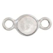 Entrepieza redonda facetada de 4,5 mm con piedra preciosa - Plata 925 - Piedra lunar x1