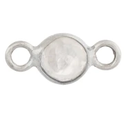 Entrepieza redonda facetada de 4,5 mm con piedra preciosa - Plata 925 - Piedra lunar x1