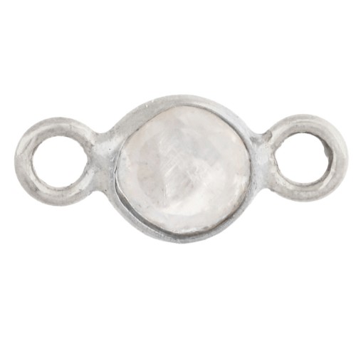 Entrepieza redonda facetada de 4,5 mm con piedra preciosa - Plata 925 - Piedra lunar x1