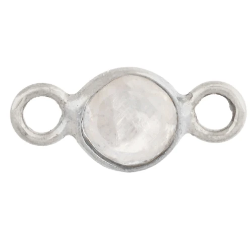 Entrepieza redonda facetada de 4,5 mm con piedra preciosa - Plata 925 - Piedra lunar x1