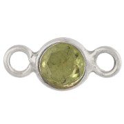 Entrepieza redonda facetada de 4,5 mm con piedra preciosa - Plata 925 - Peridoto x1