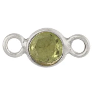 Entrepieza redonda facetada de 4,5 mm con piedra preciosa - Plata 925 - Peridoto x1