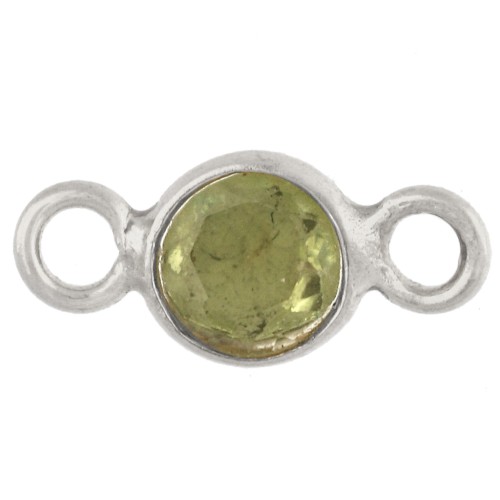 Entrepieza redonda facetada de 4,5 mm con piedra preciosa - Plata 925 - Peridoto x1