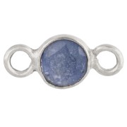 Entrepieza redonda facetada de 4,5 mm con piedra preciosa - Plata 925 - imitación de zafiro