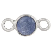 Entrepieza redonda facetada de 4,5 mm con piedra preciosa - Plata 925 - imitación de zafiro