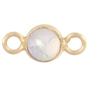 Entrepieza redonda de 4,5 mm con piedra preciosa - Plata 925 Dorado en oro fino - Ópalo x1