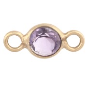 Entrepieza redonda facetada de 4,5 mm con piedra preciosa - Plata 925 dorada en oro fino - Amatista
