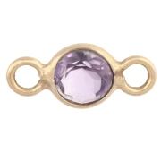 Entrepieza redonda facetada de 4,5 mm con piedra preciosa - Plata 925 dorada en oro fino - Amatista