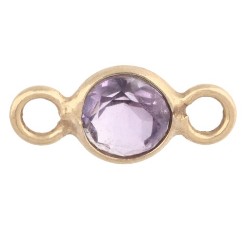 Entrepieza redonda facetada de 4,5 mm con piedra preciosa - Plata 925 dorada en oro fino - Amatista