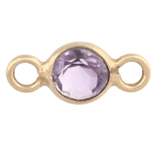 Entrepieza redonda facetada de 4,5 mm con piedra preciosa - Plata 925 dorada en oro fino - Amatista