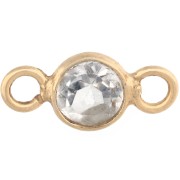 Entrepieza redonda facetada de 4,5 mm con gema - Plata 925 dorada en oro fino - Cristal de roca