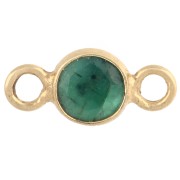 Entrepieza redonda facetada de 4,5 mm con piedra preciosa, plata 925 dorada — imitación de esmeralda