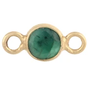 Entrepieza redonda facetada de 4,5 mm con piedra preciosa, plata 925 dorada — imitación de esmeralda
