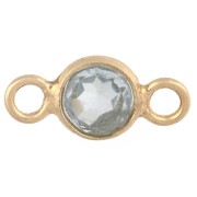 Entrepieza redonda facetada de 4,5 mm, imitación de gema, plata 925 dorada en oro fino, Hydro Blue Topaz