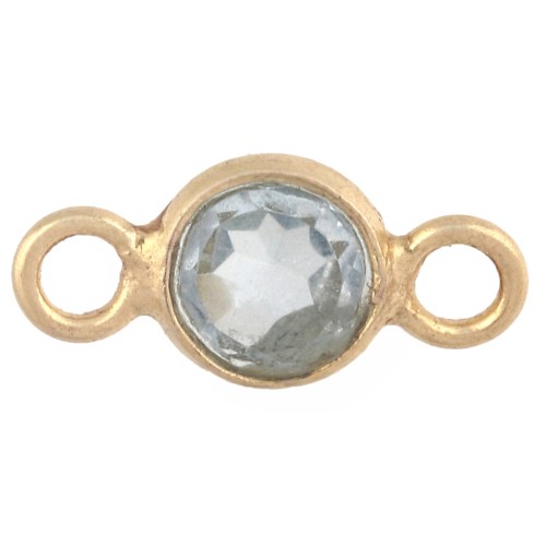 Entrepieza redonda facetada de 4,5 mm, imitación de gema, plata 925 dorada en oro fino, Hydro Blue Topaz