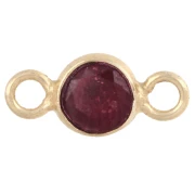 Entrepieza redonda facetada de 4,5 mm con piedra preciosa - Plata 925 dorada en oro fino - imitación de rubí