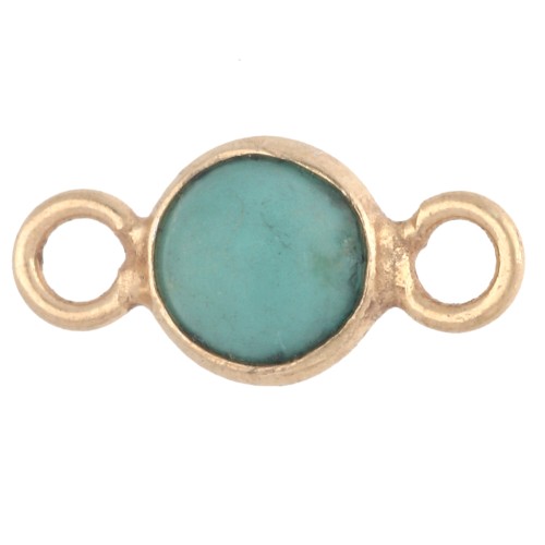 Entrepieza redonda de 4,5 mm con piedra preciosa - Plata 925 dorada en oro fino - Turquesa x1