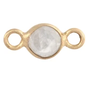 Entrepieza redonda facetada de 4,5 mm con piedra preciosa, plata 925 dorada en oro fino - Piedra lunar
