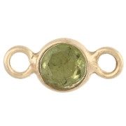 Entrepieza redonda facetada de 4,5 mm con piedra preciosa - Plata 925 dorada en oro fino - Peridoto