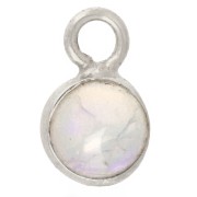 Dije redondo de 4,5 mm con piedra preciosa - Plata 925 - Ópalo x1