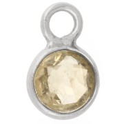 Dije redondo facetado de 4,5 mm con piedra preciosa - Plata 925 - Citrino x1