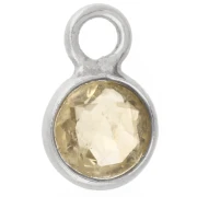 Dije redondo facetado de 4,5 mm con piedra preciosa - Plata 925 - Citrino x1