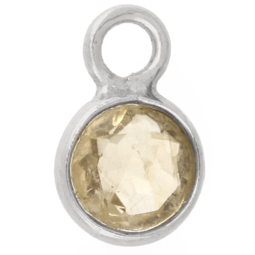 Dije redondo facetado de 4,5 mm con piedra preciosa - Plata 925 - Citrino x1