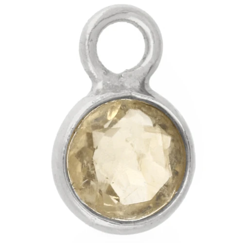 Dije redondo facetado de 4,5 mm con piedra preciosa - Plata 925 - Citrino x1